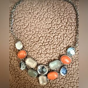 Statement Orange and Multicolor Gemstone Necklace